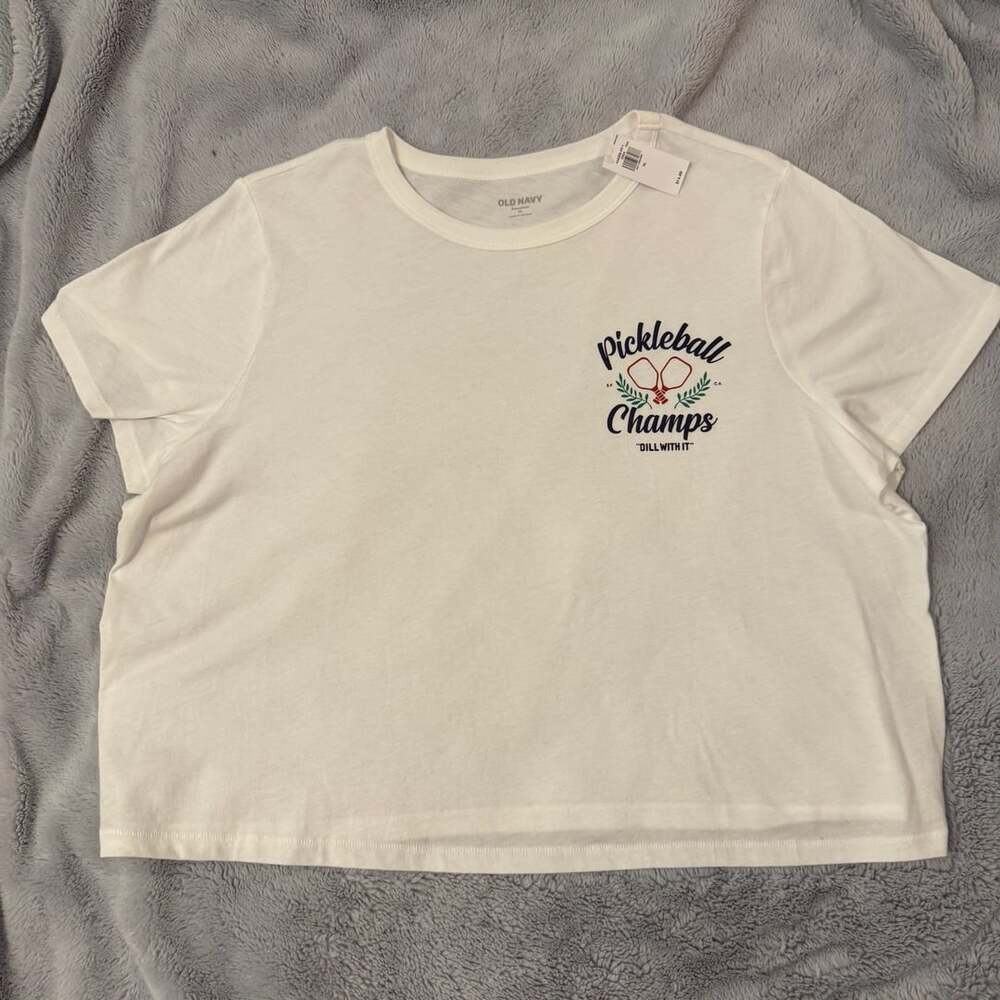 Old Navy EveryWear Pickleball Champs Dill With It Crop Graphic T-Shirt